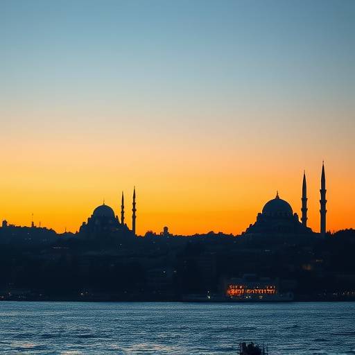 İstanbul'da Ayasofya ve Sultanahmet Camii'nin silueti